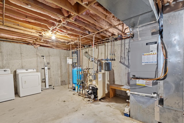 18 Catalpa St, Norwalk, CT 06851 - unfinished below grade area featuring washer and clothes dryer and a heating unit