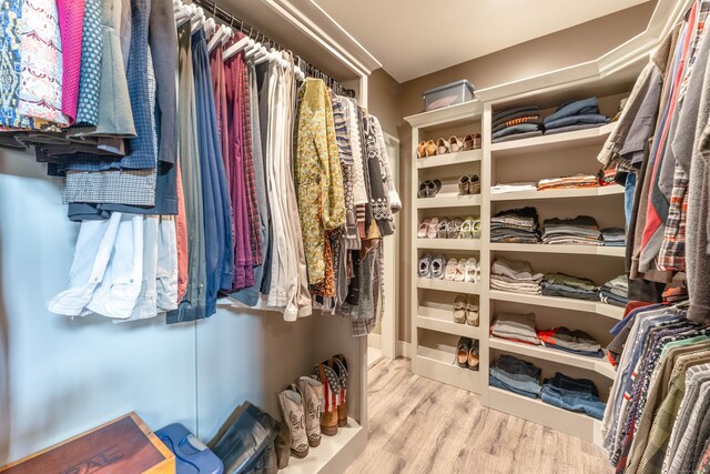 spacious closet featuring wood finished floors