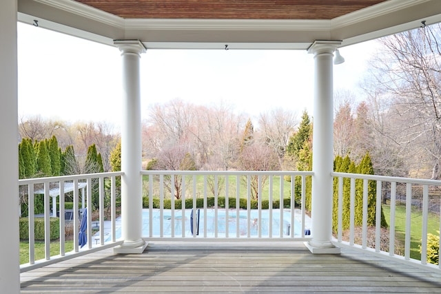 355 Greens Farms Rd, Westport, CT 06880 - wooden deck with an outdoor pool