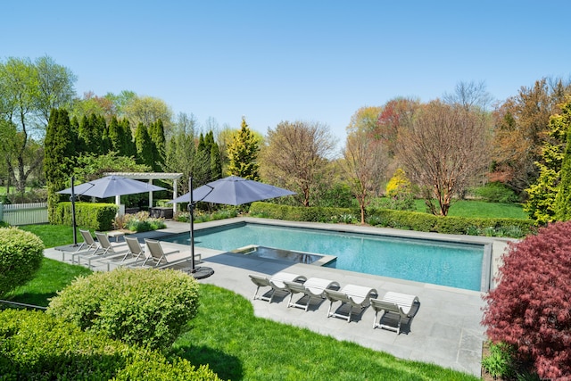 355 Greens Farms Rd, Westport, CT 06880 - pool with a patio area, fence, and a yard