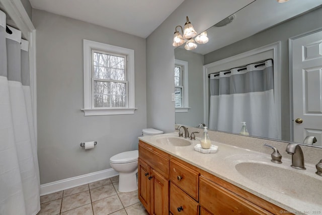 110 Far Mill Dr, Stratford, CT 06614 - full bath featuring a sink, tile patterned floors, toilet, and baseboards
