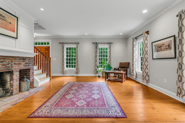 6 Ely Ln, Killingworth, CT 06419 - foyer entrance with light wood-style floors, stairs, ornamental molding, recessed lighting, and baseboards