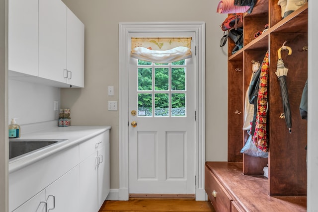 6 Ely Ln, Killingworth, CT 06419 - mudroom featuring light wood-type flooring and a sink