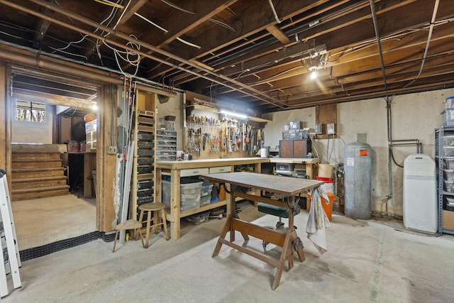 15 Maple Ln, Brookfield, CT 06804 - basement featuring a workshop area and stairs