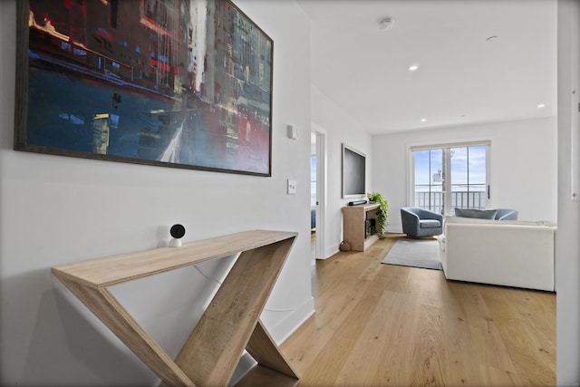 185 Main St Apt 301, East Lyme, CT 06357 - hall featuring recessed lighting, baseboards, and wood finished floors