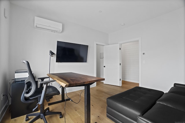 185 Main St Apt 301, East Lyme, CT 06357 - office with wood finished floors and a wall mounted AC
