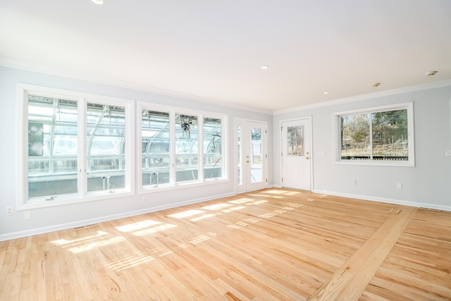 73A Long Meadow Hill Rd, Brookfield, CT 06804 - unfurnished living room featuring crown molding, baseboards, and light wood-style flooring