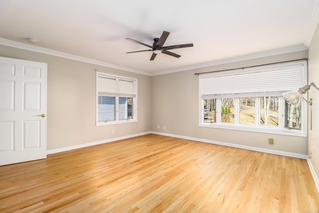 73A Long Meadow Hill Rd, Brookfield, CT 06804 - unfurnished room featuring light wood-style flooring, a ceiling fan, baseboards, crown molding, and a smoke detector