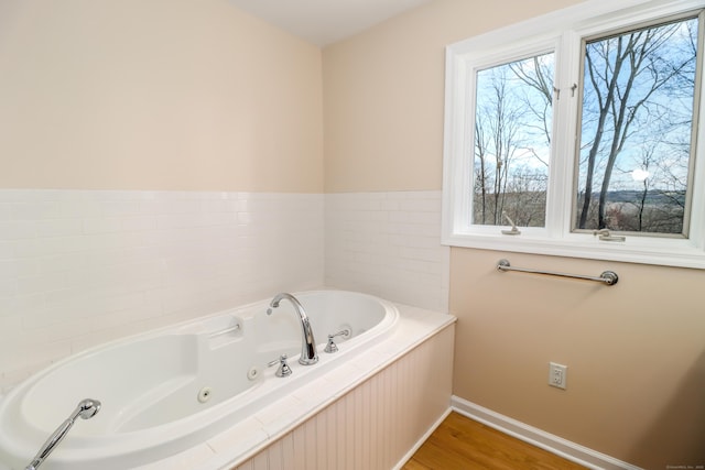 73A Long Meadow Hill Rd, Brookfield, CT 06804 - full bathroom featuring baseboards, a tub with jets, and wood finished floors