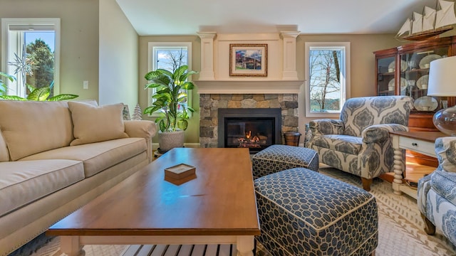 3 Mountain Dr, New Milford, CT 06776 - living area with a stone fireplace
