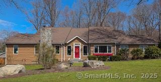 3 Mountain Dr, New Milford, CT 06776 - ranch-style home with a chimney and a front lawn