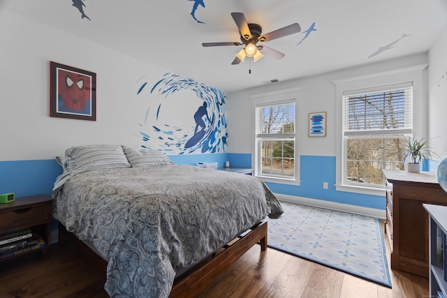 136 Tater Hill Rd, East Haddam, CT 06423 - bedroom featuring wood finished floors, baseboards, and ceiling fan
