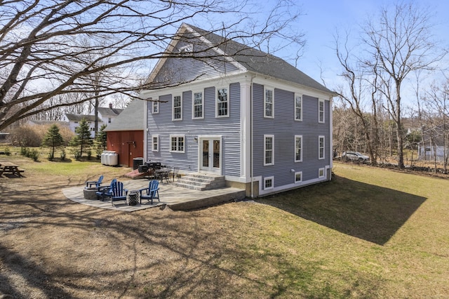 136 Tater Hill Rd, East Haddam, CT 06423 - back of house featuring a yard, a patio, french doors, and entry steps
