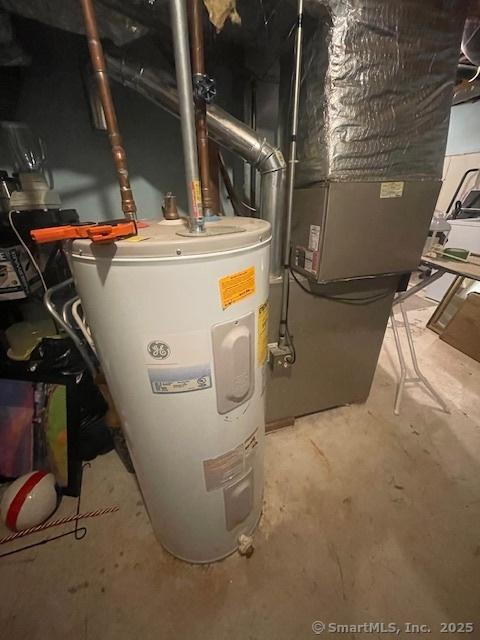 utility room with electric water heater