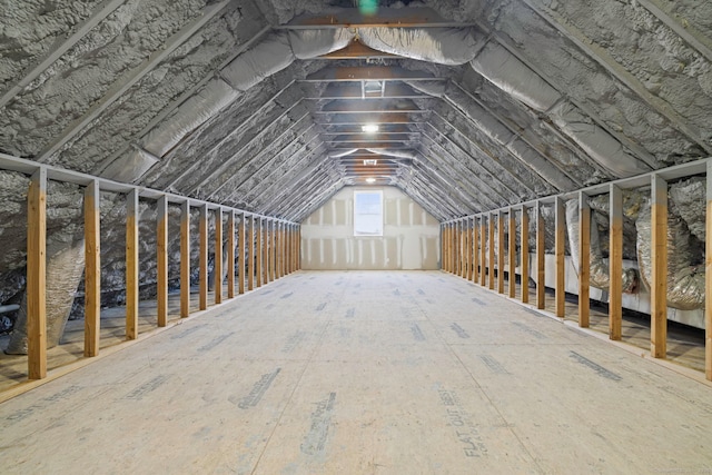 view of unfinished attic