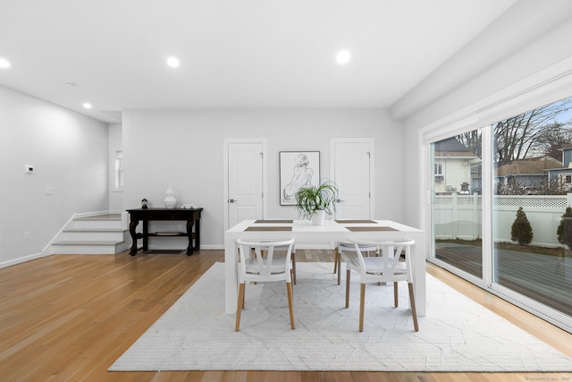 27 Hauser St, Milford, CT 06460 - dining area featuring recessed lighting, light wood-type flooring, and baseboards