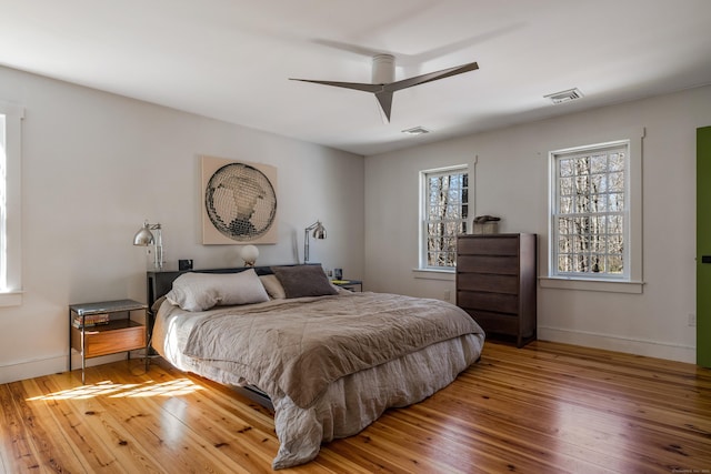 8 Shelter Rock Rd, East Haddam, CT 06423 - bedroom with hardwood / wood-style flooring, baseboards, and a ceiling fan