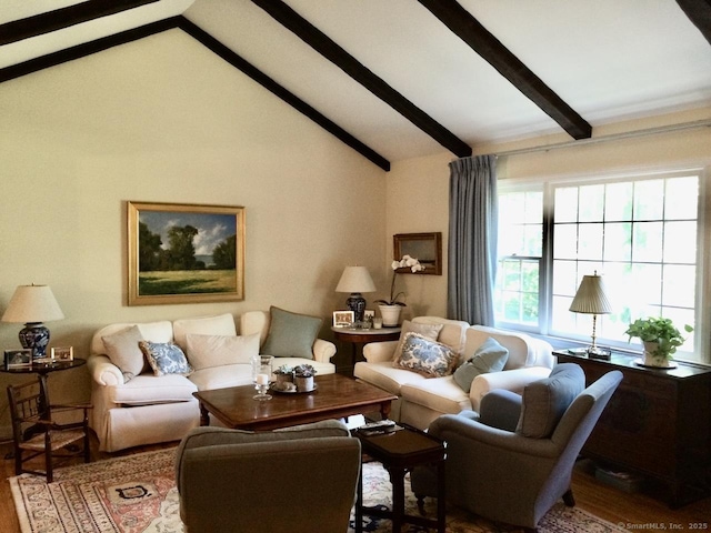 living area with wood finished floors