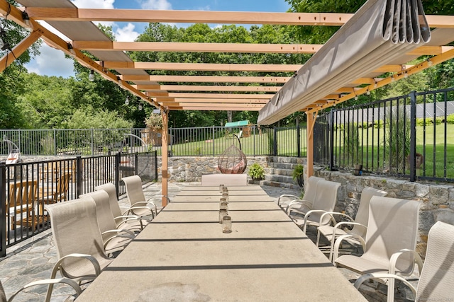 view of patio with a fenced backyard and a pergola