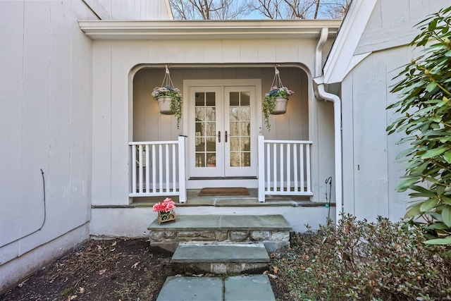 entrance to property featuring french doors