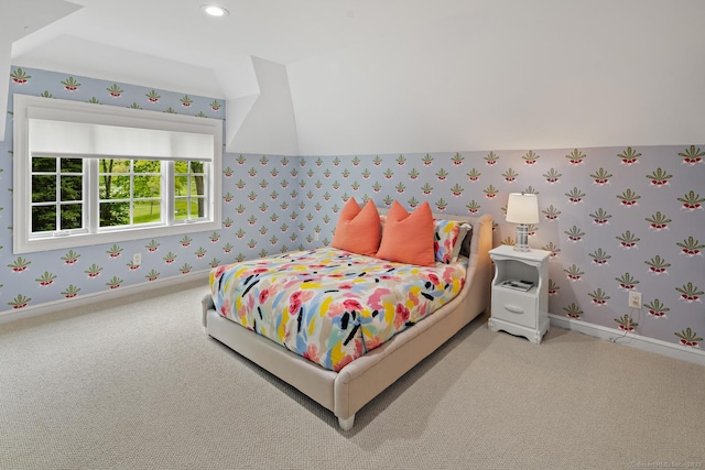 3 Mayflower Ln, Weston, CT 06883 - bedroom with baseboards, recessed lighting, light carpet, and wallpapered walls