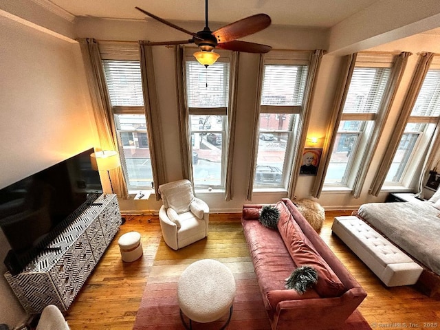 134 Washington St Apt 201, Norwalk, CT 06854 - living room featuring a ceiling fan and wood finished floors