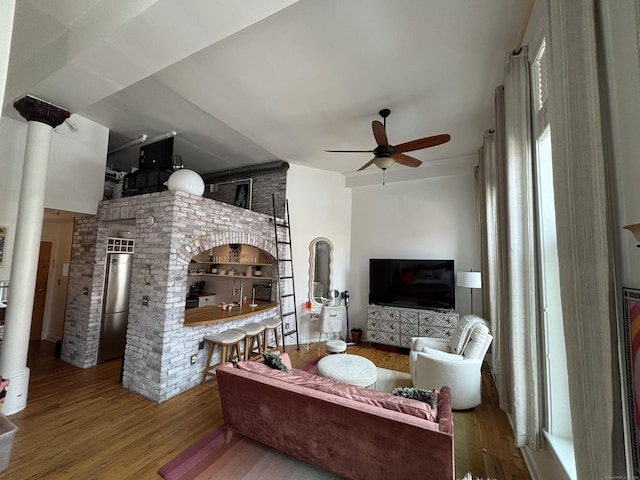 134 Washington St Apt 201, Norwalk, CT 06854 - living room featuring ceiling fan and wood finished floors