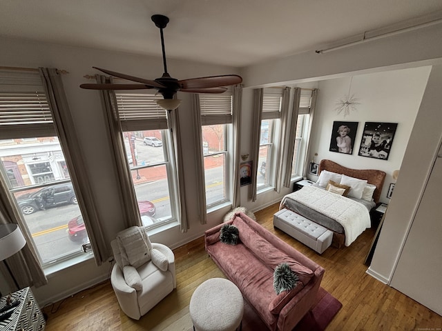 134 Washington St Apt 201, Norwalk, CT 06854 - bedroom with light wood-type flooring and a ceiling fan