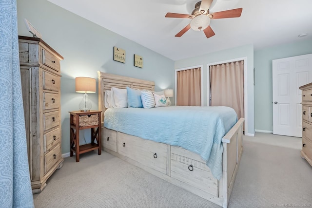76 Carriage Path S Unit 76, Milford, CT 06460 - bedroom with a ceiling fan, light carpet, and baseboards