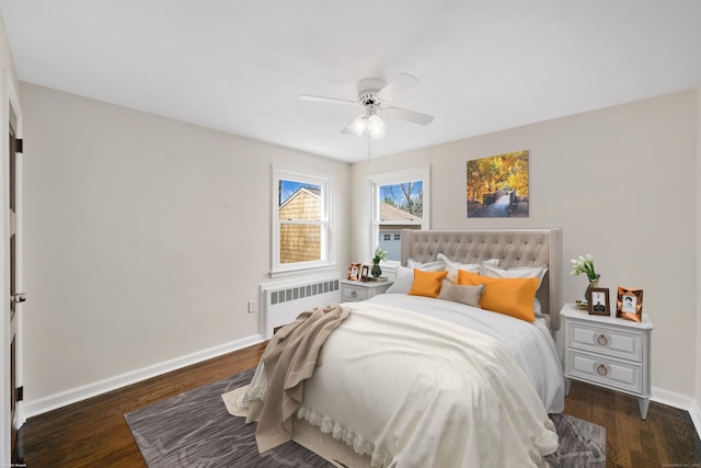 17 Lydall Rd, East Hartford, CT 06111 - bedroom with radiator heating unit, wood finished floors, baseboards, and a ceiling fan
