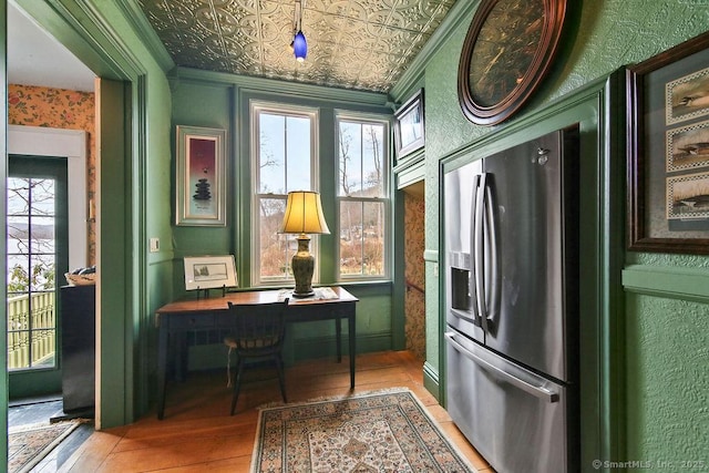 77 Main St, East Haddam, CT 06423 - home office featuring light wood finished floors, ornamental molding, and an ornate ceiling