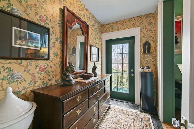 77 Main St, East Haddam, CT 06423 - doorway featuring wallpapered walls