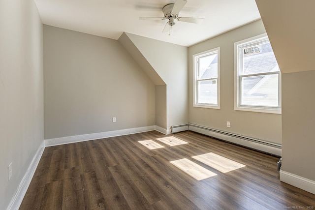 67-69 Sterling St, Hartford, CT 06154 - additional living space with baseboards, ceiling fan, wood finished floors, and baseboard heating