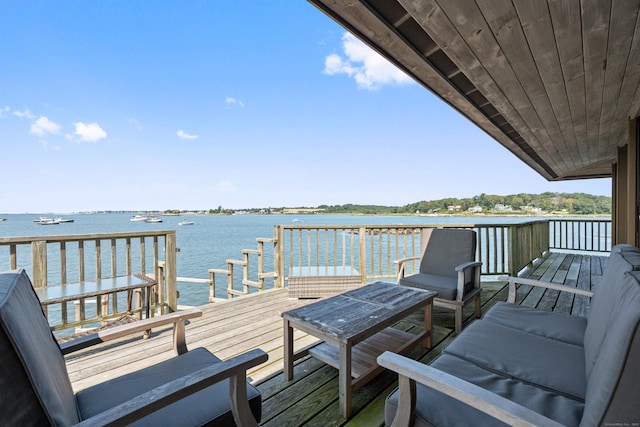 0 Burr Is, Branford, CT 06405 - dock area featuring a deck with water view and an outdoor living space