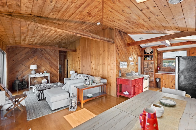 0 Burr Is, Branford, CT 06405 - living area featuring wooden ceiling, wood walls, and wood finished floors