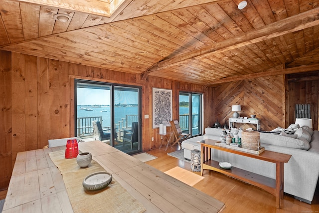 0 Burr Is, Branford, CT 06405 - bedroom featuring hardwood / wood-style floors, access to outside, wood ceiling, and wood walls