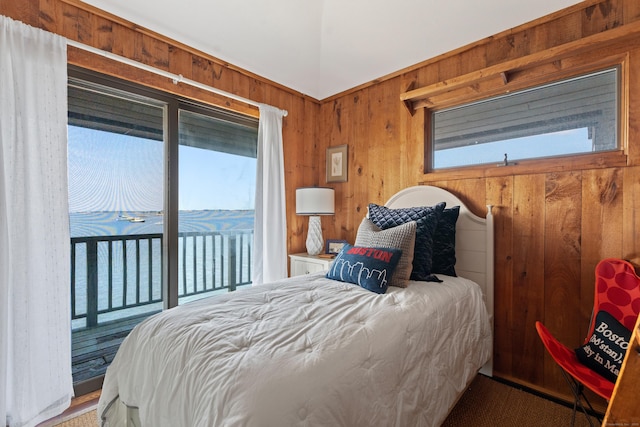 0 Burr Is, Branford, CT 06405 - bedroom with access to outside, multiple windows, and wood walls