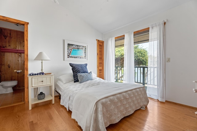 0 Burr Is, Branford, CT 06405 - bedroom featuring vaulted ceiling, light wood-style floors, and access to outside