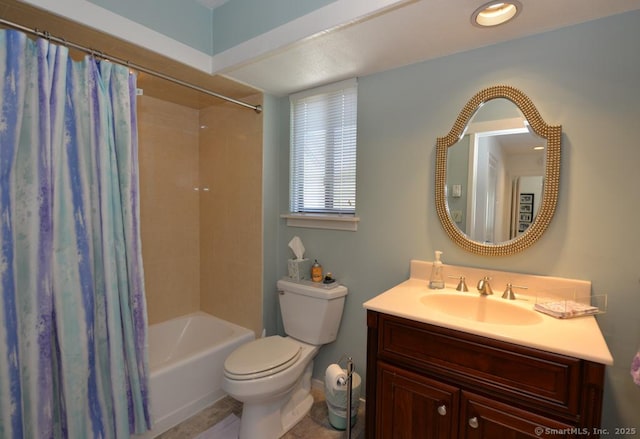 894 Heritage Vlg Unit B, Southbury, CT 06488 - bathroom with tile patterned flooring, toilet, vanity, and shower / bath combination with curtain