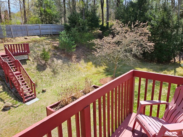 230 Old Field Rd, Southbury, CT 06488 - deck featuring a lawn, stairs, and fence