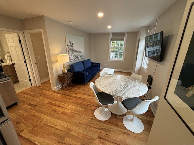 23 Main St, East Haddam, CT 06423 - dining space featuring light wood finished floors and recessed lighting