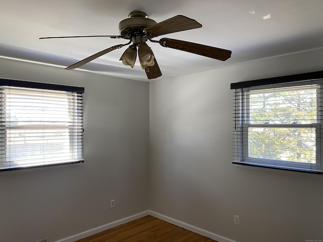 41 Wilshire Blvd, Milford, CT 06460 - empty room with baseboards, wood finished floors, and a ceiling fan