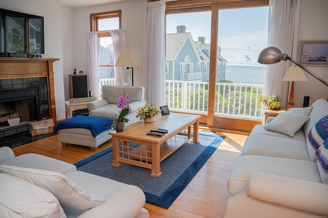 78 Limewood Ave, Branford, CT 06405 - living room with wood finished floors and a fireplace