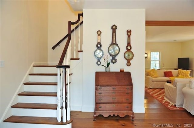 33 Sentry Hill Rd, Roxbury, CT 06783 - staircase featuring baseboards and wood finished floors