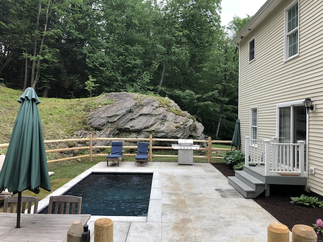18 Tunnel Rd, Roxbury, CT 06783 - view of patio featuring fence, area for grilling, and an outdoor pool