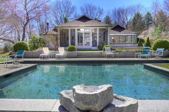 247 Painter Hill Rd, Roxbury, CT 06783 - outdoor pool with an outdoor structure, an exterior structure, and a patio