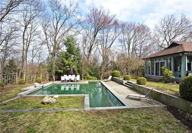247 Painter Hill Rd, Roxbury, CT 06783 - view of pool featuring a fenced in pool, a yard, and a patio area
