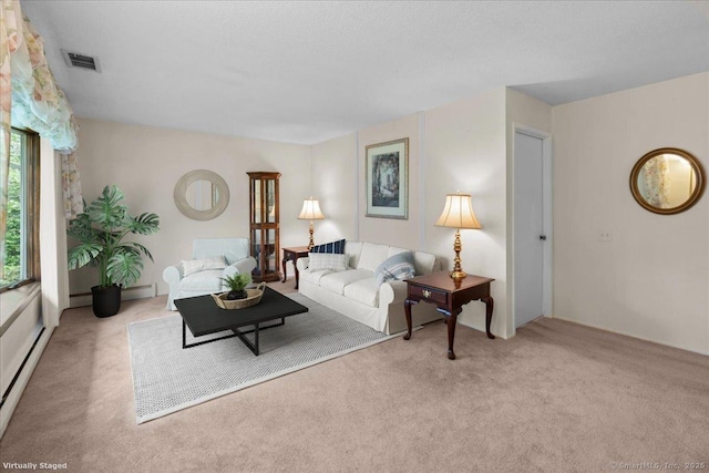 129 Mohawk Dr, Wallingford, CT 06492 - living area featuring carpet flooring, a baseboard radiator, and baseboard heating