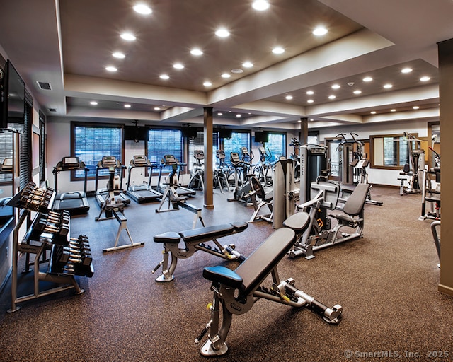 1026 Country View Rd Unit 1026, Danbury, CT 06810 - exercise room with recessed lighting, a raised ceiling, and visible vents