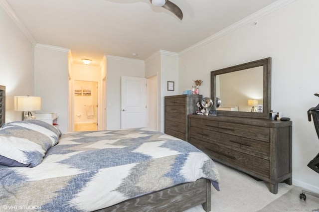 1026 Country View Rd Unit 1026, Danbury, CT 06810 - bedroom featuring crown molding, light carpet, a ceiling fan, and ensuite bath